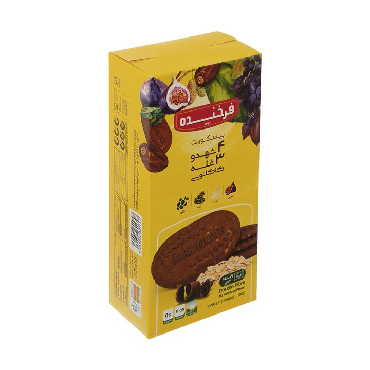 بیسکویت چهار شهد و 3 غله کاکائویی فرخنده - بسته 27 عددی